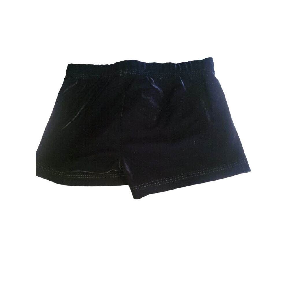 GK Elite Adult SMALL Gymnastics Cheer SHORTS Solid Black Velvet Velour - Picture 2 of 3